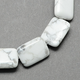 Прямоугольник в форме драгоценного камня природного говлит каменные бусы нити, 18x13x6 мм, отверстие : 1 мм, около 22 шт / нитка, 15.7 дюйм