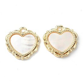 Brass Charms, with Shell, Heart Charm