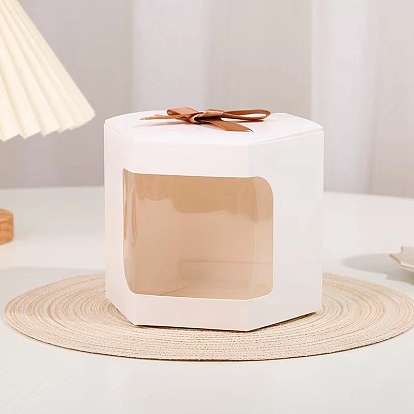Восьмиугольные картонные коробки конфет, подарочный футляр с видимым окном и лентой