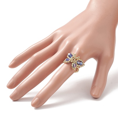 Растяжимое кольцо в виде бабочки из стеклянных бисеров для женщин
