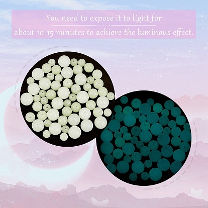 ARRICRAFT 60Pcs 3Sizes Resin Beads, Luminous/Glow in the Dark, Round