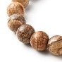 Круглые бусины из натурального камня эластичные браслеты, с бусинами из кокосового дерева рондель и распорными бусинами из сплава