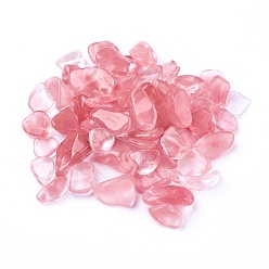 Cherry Quartz Glass Beads, Undrilled/No Hole, Chips