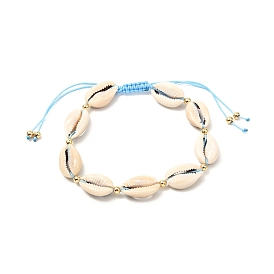 Bracelets de cheville en perles tressées en coquillage cauri naturel pour fille femme, fumée blanche