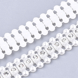 Hilo de guirnalda de cuentas de perlas de imitación de plástico abs, ideal para cortina de puerta, decoración de la boda diy material, con diamante de imitación