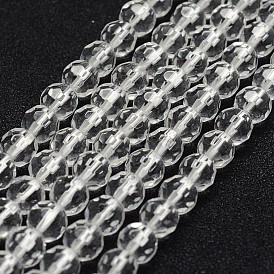 Synthetic Quartz Crystal Beads Strands, Faceted, Round