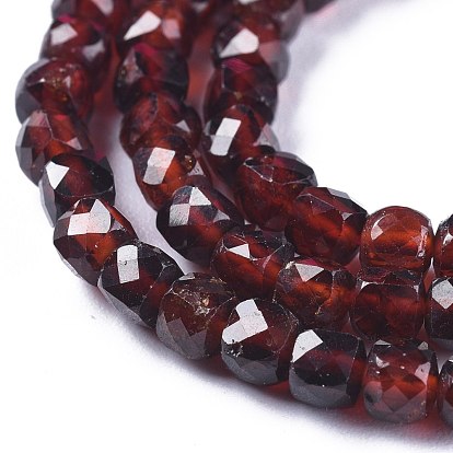Natural Garnet Beads Strands, Faceted, Cube