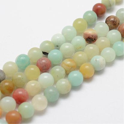 Brins de perles d'amazonite de fleurs naturelles, ronde