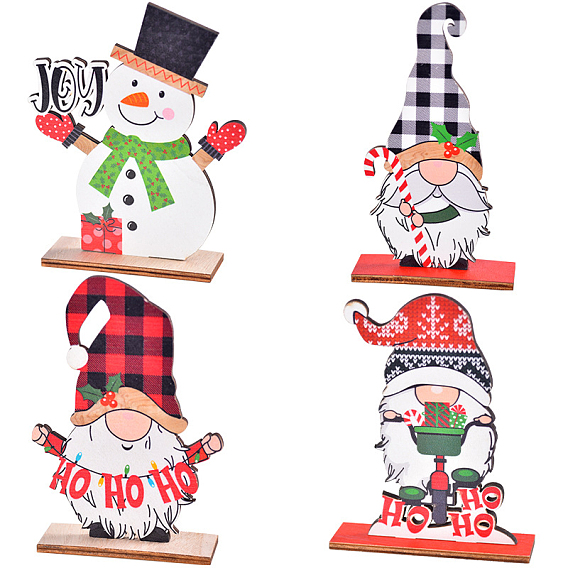 Décoration d'affichage de poupée bonhomme de neige gnome en bois, décorations de noël, pour la décoration de la maison de cadeau de fête