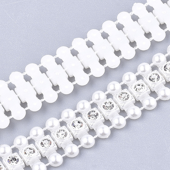 ABS plastique imitation perle garniture perlée guirlande brin, idéal pour le rideau de porte, matériel de bricolage de décoration de mariage, avec strass