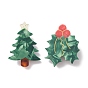 Green Cellulose Acetate(Resin) Christmas Brooch Pin, Platinum Alloy Badge for Backpack Clothes