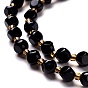 Brin de perles d'onyx noir naturel, avec des perles de rocaille, dés célestes à six faces