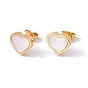 Natural Shell Heart Stud Earrings & Pendant Necklace, 304 Stainless Steel Jewelry Set for Women
