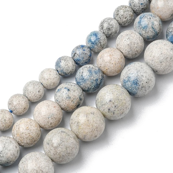 Natural K2 Stone/Raindrop Azurite Beads Strands, Round