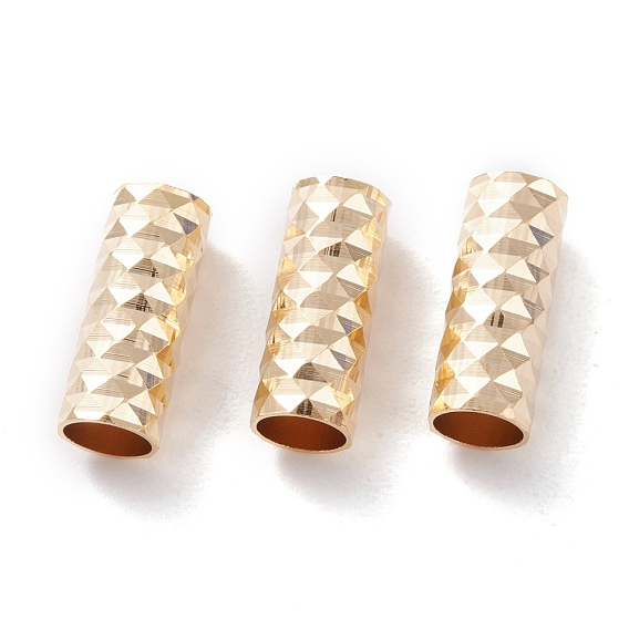 Brass Tube Beads, Faceted Tube, Long-Lasting Plated