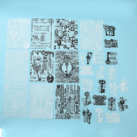 30шт 15 стили ключевая тема наборы бумаги для вырезок, включая бумагу для вырезок и самоклеящиеся наклейки, для альбома для вырезок diy, поздравительная открытка