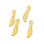 Rack Plating Alloy Pendants, Cadmium Free & Lead Free & Nickle Free, Feather Charms