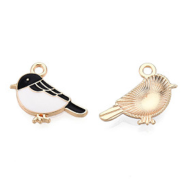 Alloy Charms, with Enamel, Light Gold, Bird