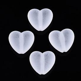 Transparent Acrylic Beads, Frosted, Heart