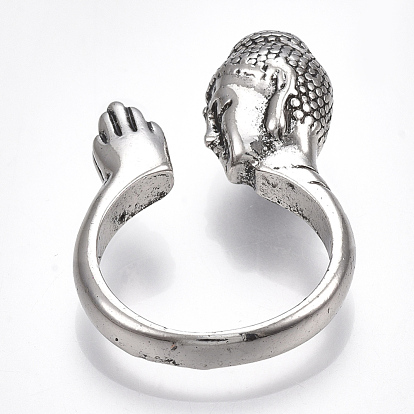 Alloy Cuff Finger Rings, Wide Band Rings, Buddha