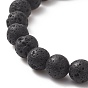 Natural Lava Rock & Dyed Agate Beaded Stretch Bracelets, Electroplate Non-magnetic Synthetic Hematite Jewelry for Women