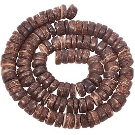 Brins de perles rondelles en coquille de noix de coco naturelles