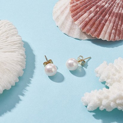 Boucles d'oreilles perle naturelle, 304 bijoux en acier inoxydable pour femmes