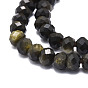Brillance dorée naturelle perles obsidienne brins, facette, rondelle