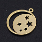 201 Stainless Steel Laser Cut Pendants, Star with Moon