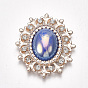 Alloy Cabochons, with Acrylic and Rhinestone, Oval, Light Gold