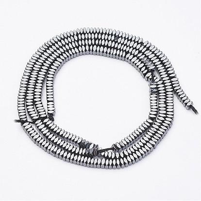 Non-magnetic Synthetic Hematite Beads Strands, Faceted, Square Heishi Beads