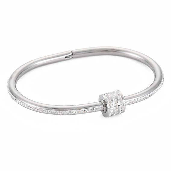 Stainless Steel Bangle for Women, with Polymer Clay Crystal Rhinestone