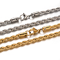 304 Stainless Steel Rope Chain Necklaces, with Lobster Claw Clasps, 23.6 inch(60cm), 4mm