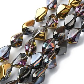 Brins de perles de verre transparentes à moitié plaquées par galvanoplastie, nuggets