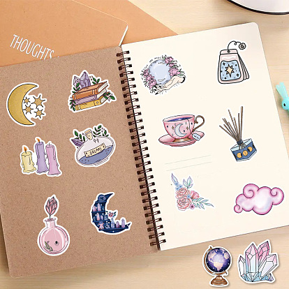 100Pcs 100 Styles PVC Plastic Witch Magic Cartoon Stickers Sets, Waterproof Adhesive Decals for DIY Scrapbooking, Photo Album Decoration, Mixed Patterns