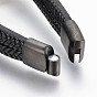 Bracelets multi-brins tressés en microfibre avec cordon en cuir PU, avec 304 fermoirs magnétiques en acier inoxydable