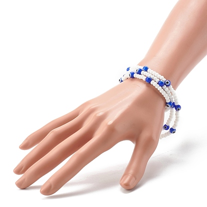 Ensemble de bracelets extensibles de perles de verre et de perles de chalumeau faites à la main pour les parents et les enfants, mauvais œil