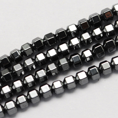 Non-magnetic Synthetic Hematite Beads Strands, Grade A, Hexagonal Prism, 3x3mm, Hole: 1mm