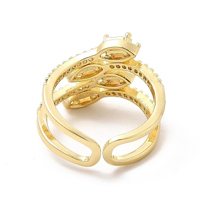 Открытые кольца-манжеты в виде змеи из прозрачного кубического циркония, украшения из латуни для женщин