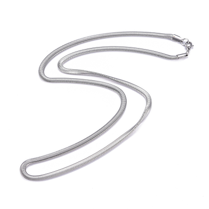 304 Stainless Steel Flat Snake Chains Necklaces, with Lobster Claw Clasp