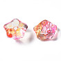 Two Tone Transparent Spray Painted Glass Beads, Flower
