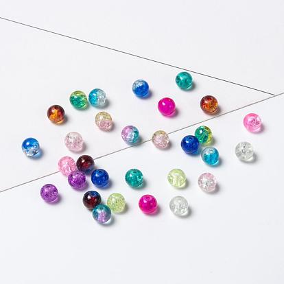 24 couleurs de perles de verre craquelé peintes par pulvérisation, ronde
