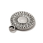 304 Stainless Steel Pendant Cabochon Settings, Flat Round with Flower