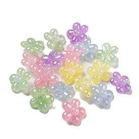 UV Plating Jelly Effect Acrylic Beads, Iridescent, Flower