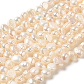 Natural Keshi Pearl Beads Strands, Cultured Freshwater Pearl Baroque Pearls, Grade 3A, Two Sides Polished