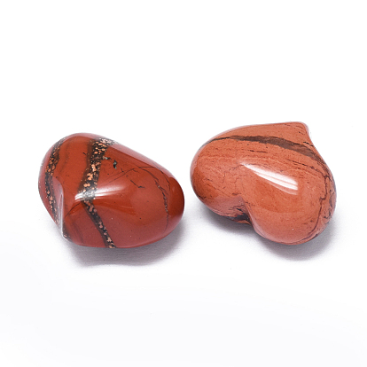 Piedra de palma de corazón de jaspe rojo natural, piedra de bolsillo para la meditación de equilibrio de energía