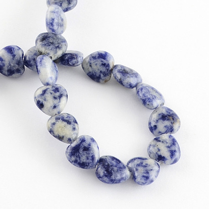 Natural Blue Spot Jasper Bead Strands, Heart