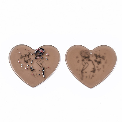 Полупрозрачные акриловые подвески, 3 d распечатано, сердце с женским рисунком и словом в стиле винлаге