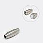 304 Stainless Steel Textured Magnetic Clasps with Glue-in Ends, Rice, 30x10mm, Hole: 5mm