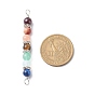 7 Chakra Mixed Gemstone Copper Wire Wrapped Connector Charms, Gems Crystal Rhinestone Round Link